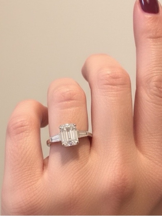 Jewelry - Sterling Silver Emerald Cut Engagement Ring Size 8